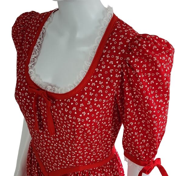 Cottagecore Ribbon Bows & Hearts Maxi Dress Size Small - Picture 5 of 13